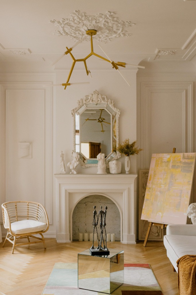 The Upper East Townhouse elegant living hearth area